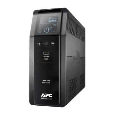 APC Back-UPS Pro, 1200VA/720W, Tower, 230V, 8x IEC C13 outlets, Sine Wave, AVR, USB Type A + C ports, LCD, User Replaceable Battery